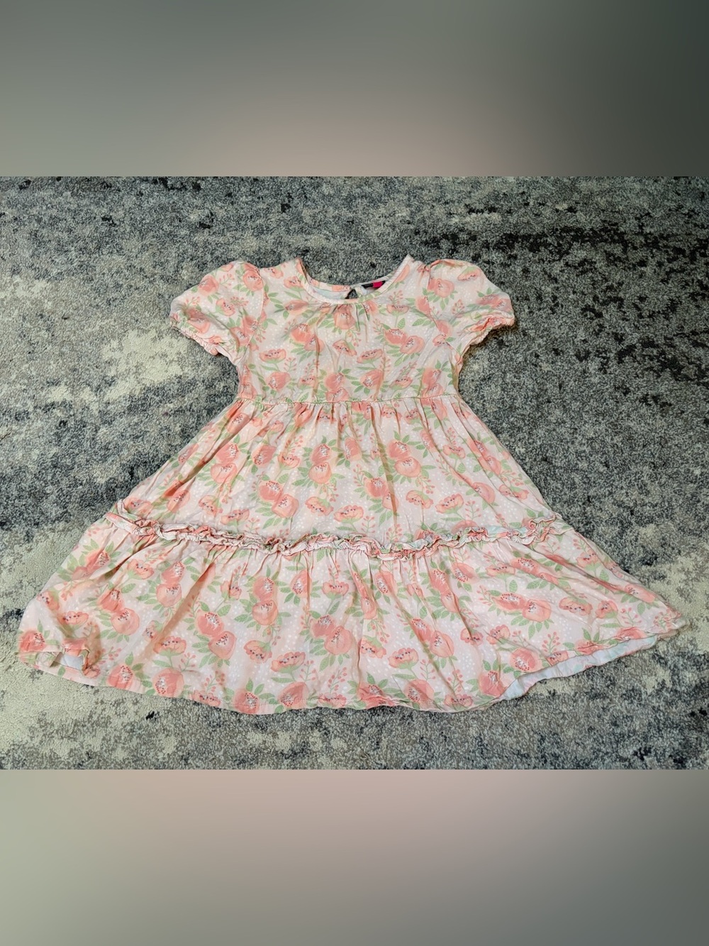 Vince Camuto Pink Floral Tiered Puff-Sleeve Dress
